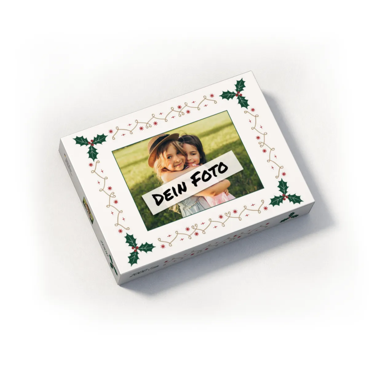 Fotopuzzle mit eigenem Bild - Fotopuzzle selbst gestalten 1000 Teile - Schachtel Weihnachtsbordüre - 1000 Teile Puzzle mit Foto - Geschenk Weihnachten Xmas2 1000 Teile Quer