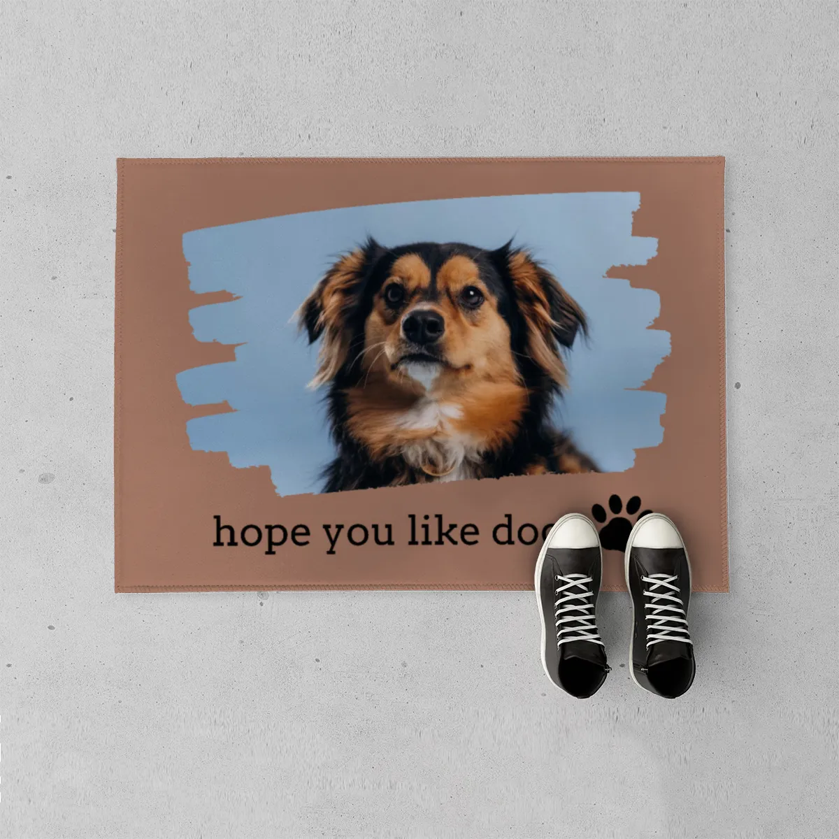 Spruch-Fußmatte personalisiert mit Foto - Geschenkidee für Hundebesitzer, zum Einzug - Türvorleger mit Bild bedruckt - Motiv Hope you like dogs mit Foto 70 x 50 cm