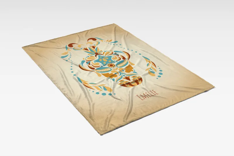 Sternzeichen Wohndecke Wassermann floral mit Namen personalisierbar
