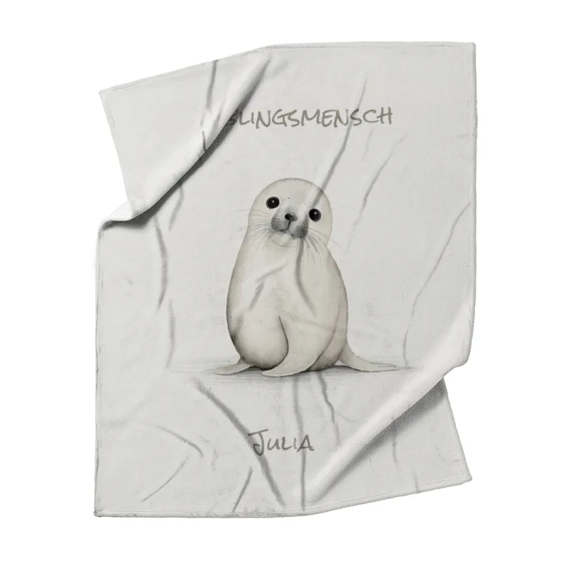 Kuscheldecke Kleine Robbe beige 140 x 200 cm