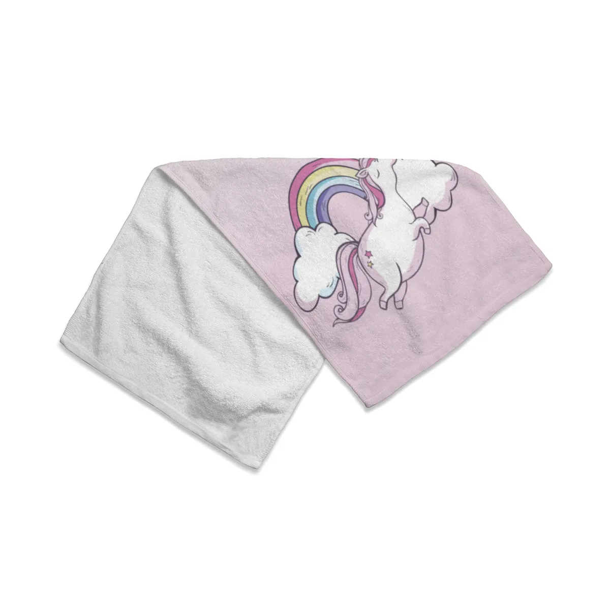 Duschtuch mit Namen personalisierbar - personalisiertes Namens-Duschtuch mit Wunschtext - Einhornwolken
