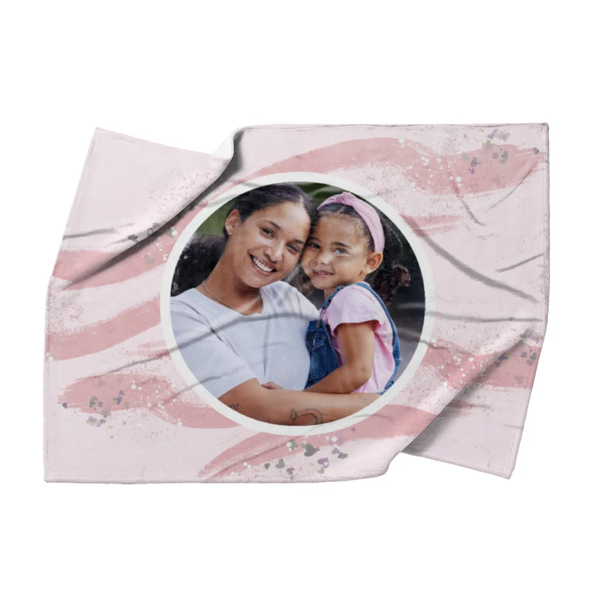 Kuscheldecke rosa 140 x 200 cm - mit Foto personalisierbar - Fotodecke selbst gestalten - Geschenkidee Muttertag, Geburtstag - Pinselstriche Hearts rose