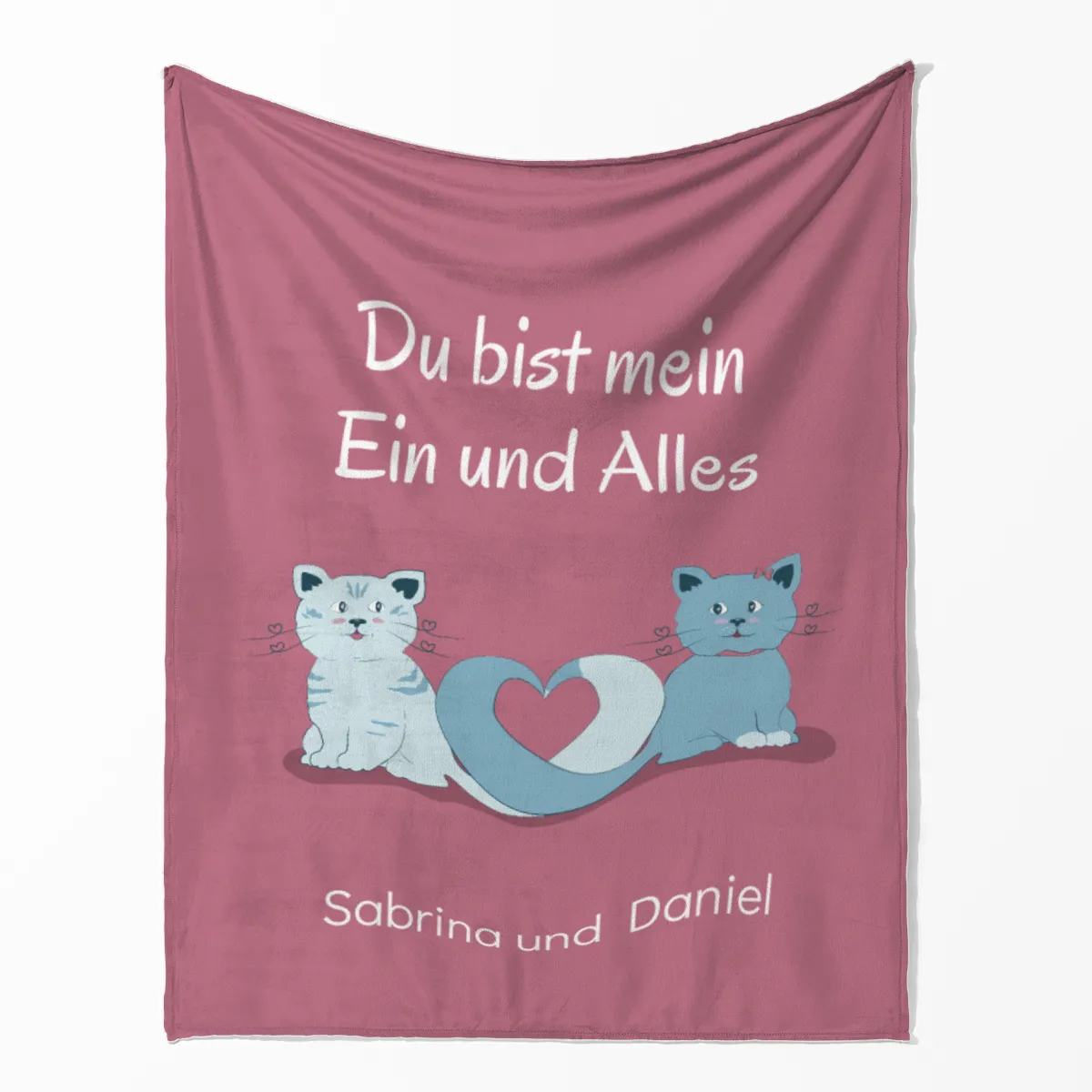 Kuscheldecke Verliebte Katzen - mit Namen personalisierbar - Geschenkidee für Verliebte Verliebte Katzen 140 x 200 cm
