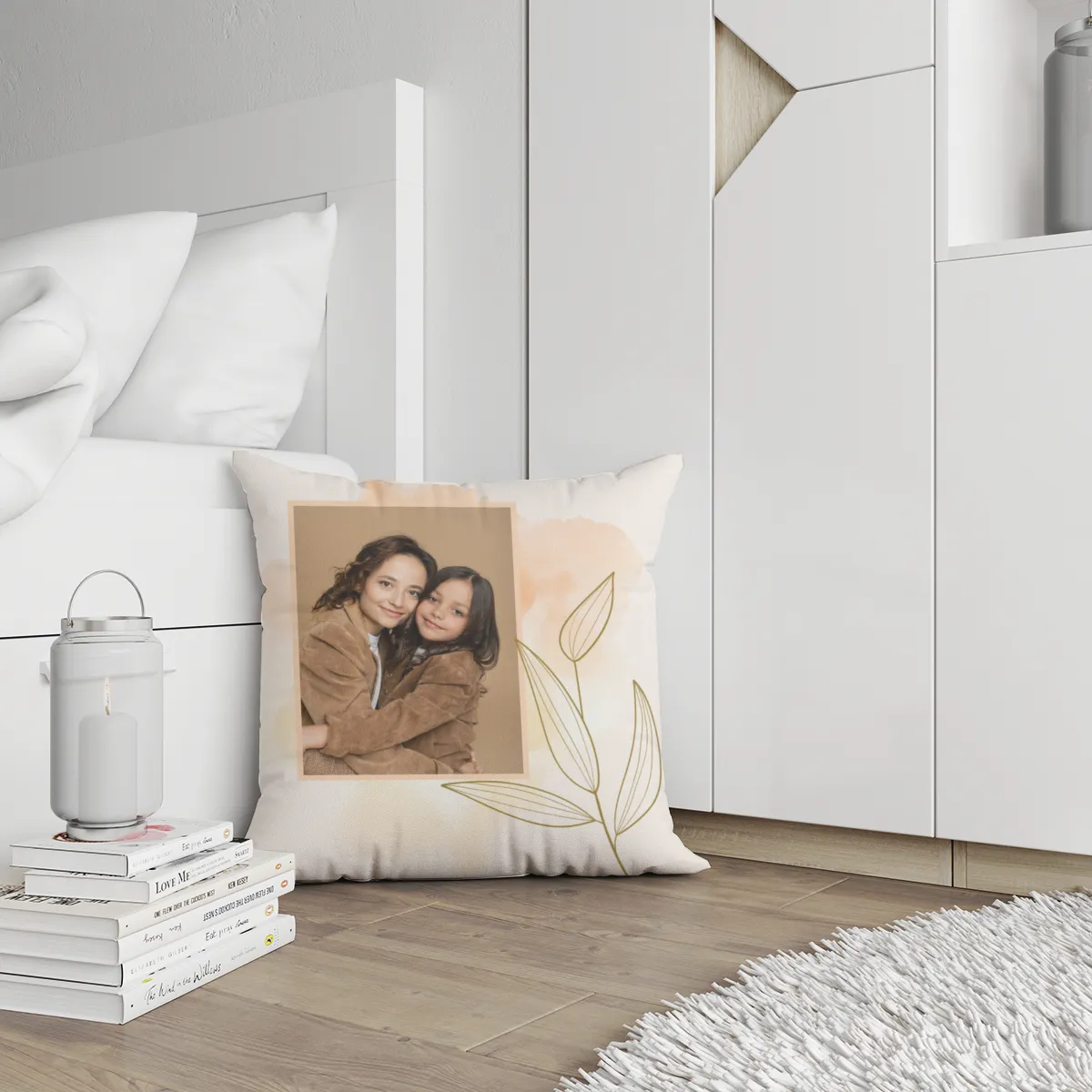 Personalisiertes Fotokissen - Vorderseite mit Foto personalisierbar - Samtkissenbezug Mama Substantiv - Geschenk Muttertag