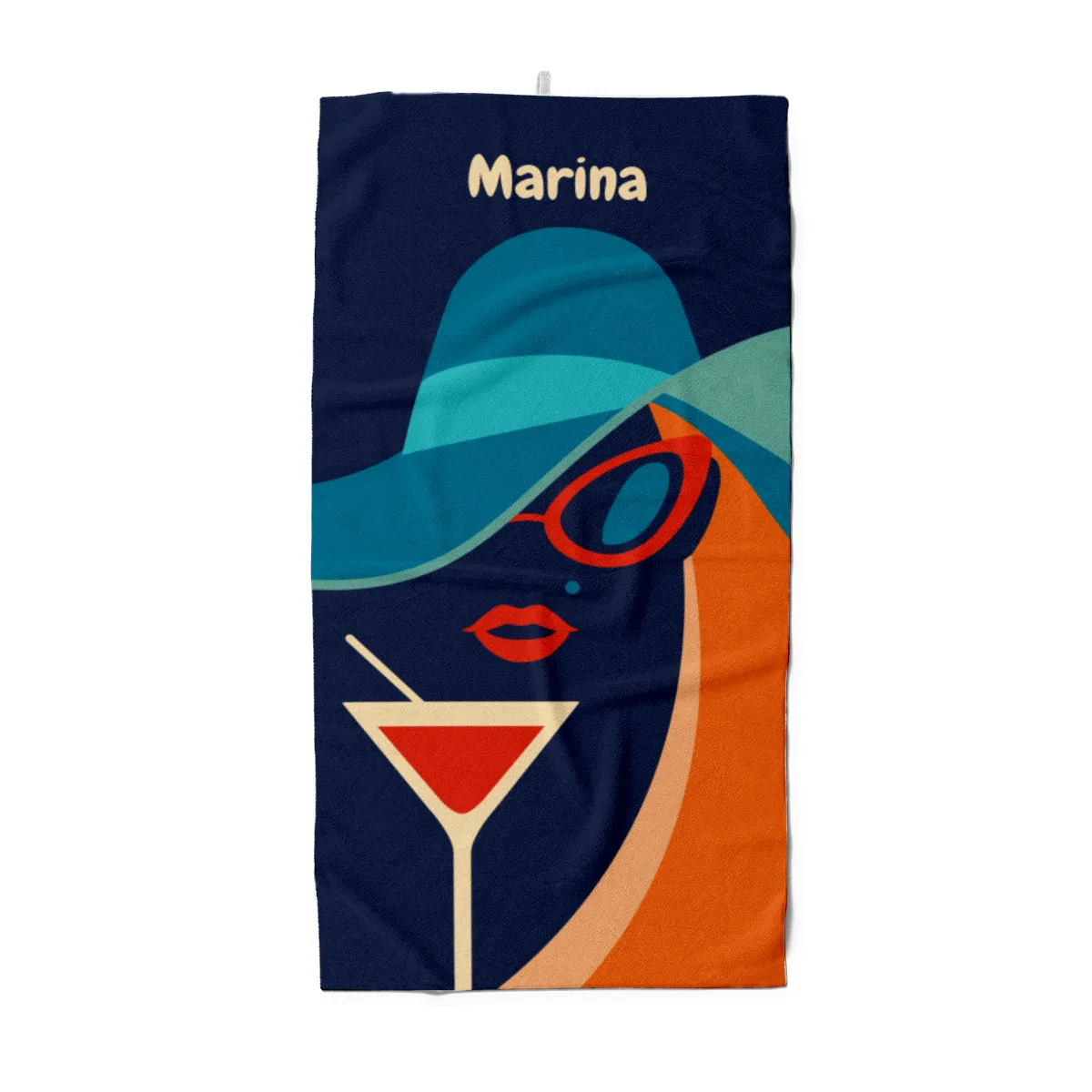 Badetuch Sommer - mit Namen personalisierbar - personalisiertes Namens-Badetuch - Strandtuch mit Wunschtext - Cocktail Lady