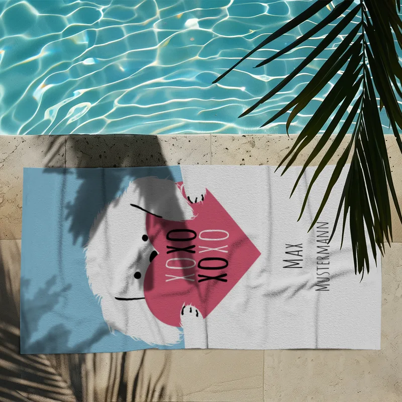 Duschtuch mit Namen personalisierbar - personalisiertes Namens-Duschtuch mit Wunschtext - XOXO Katze