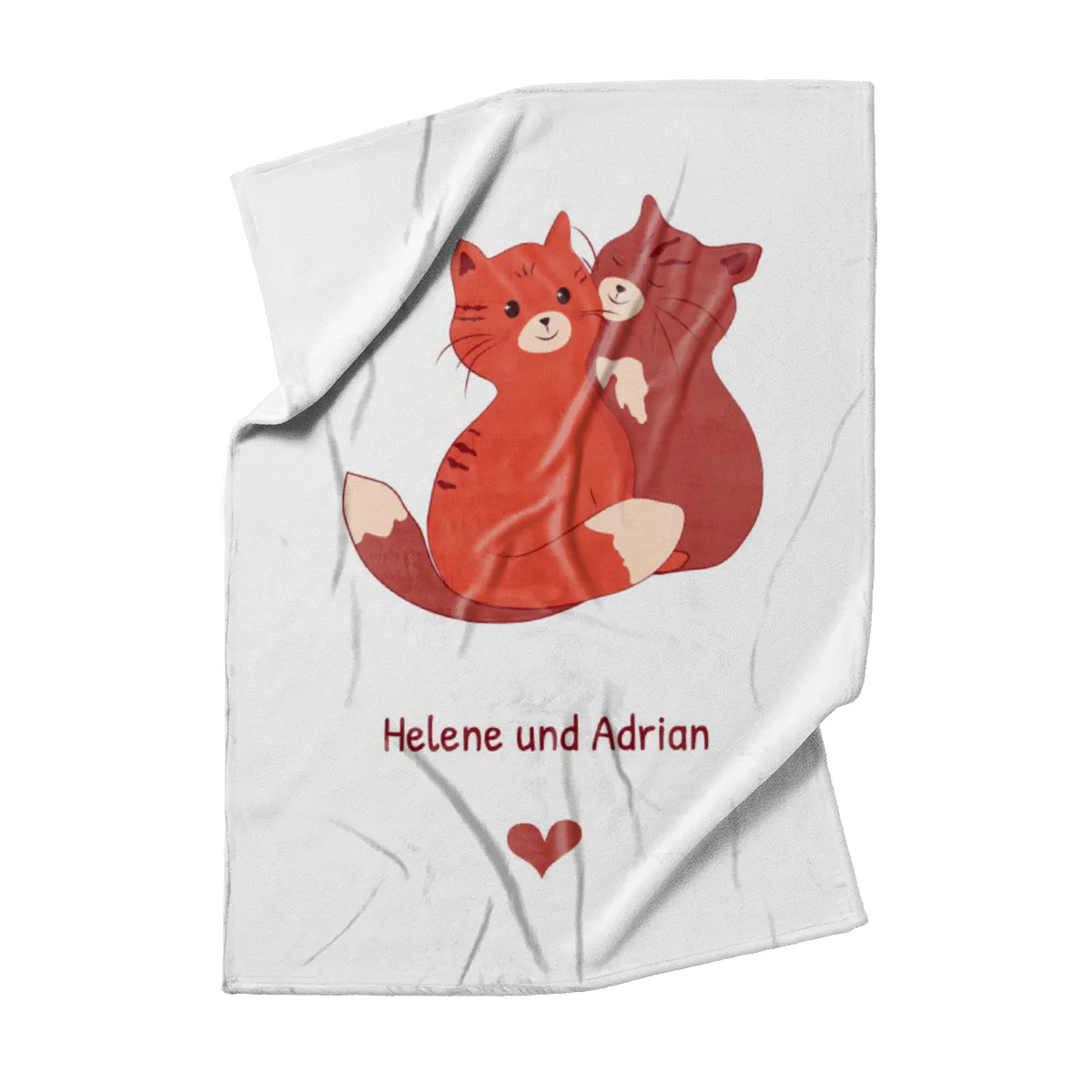 Kuscheldecke Kuschelnde Katzen - mit Namen personalisierbar - Geschenkidee für Verliebte Kuschelkatzen 140 x 200 cm