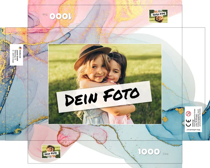 Fotopuzzle mit eigenem Bild - Puzzle selbst gestalten 1000 Teile - Schachtel Farbverlauf - mit Foto personalisiert - Geschenk Valentin, Geburtstag