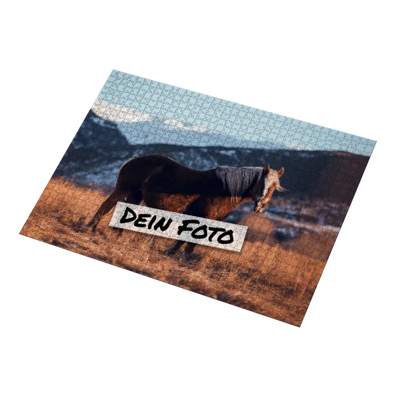 Fotopuzzle mit eigenem Bild - Fotopuzzle selbst gestalten 1000 Teile - Schachtel Skandipferde- Puzzle mit Foto personalisiert - Geschenk Geburtstag, Pferdefans Skandipferde 1000 Teile Quer
