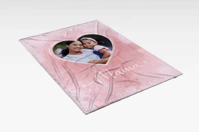 Kuscheldecke für Mamas 125 x 155 cm - mit Foto personalisierbar - Fotodecke selbst gestalten - Geschenkidee Muttertag, Geburtstag - Mama Herz