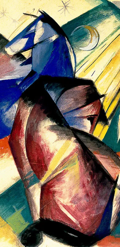 Handtuch Zwei Pferde rot und blau - Franz Marc