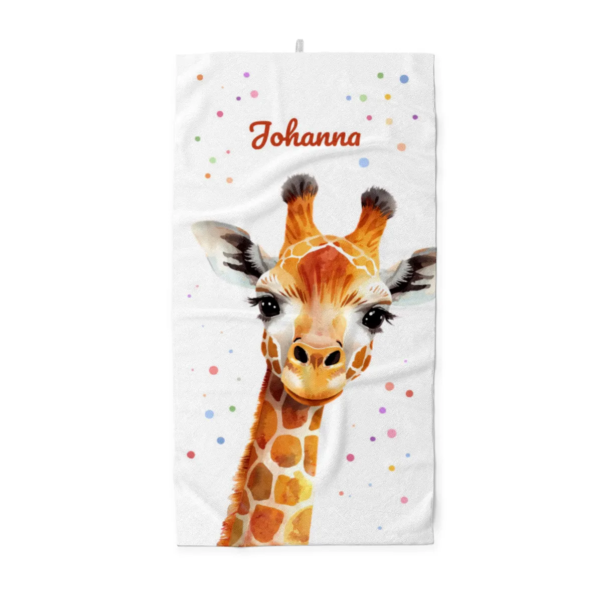 Badetuch mit Namen personalisierbar - personalisiertes Namens-Badetuch - Strandtuch mit Wunschtext - Giraffe