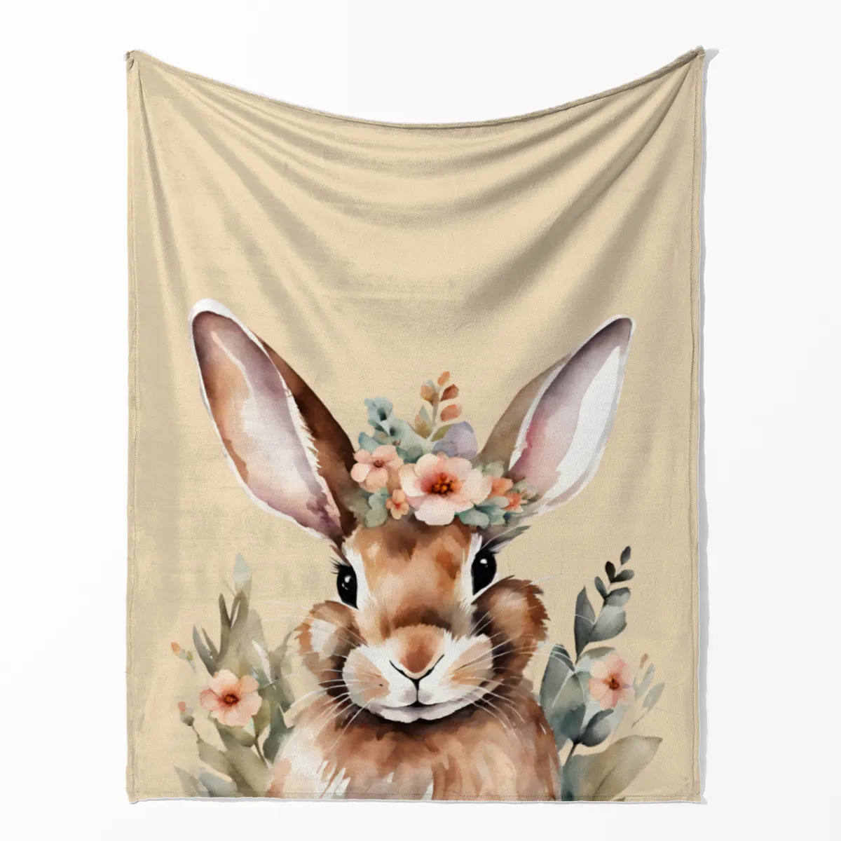 Wohndecke Hase mit Blümchen