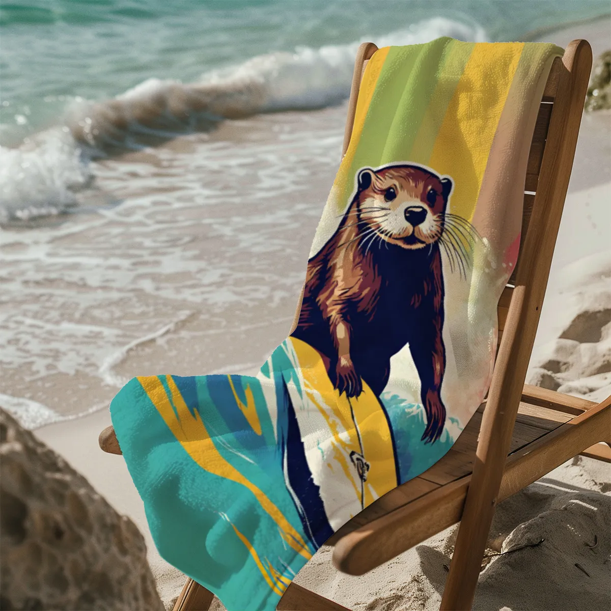 Badetuch Surfender Otter