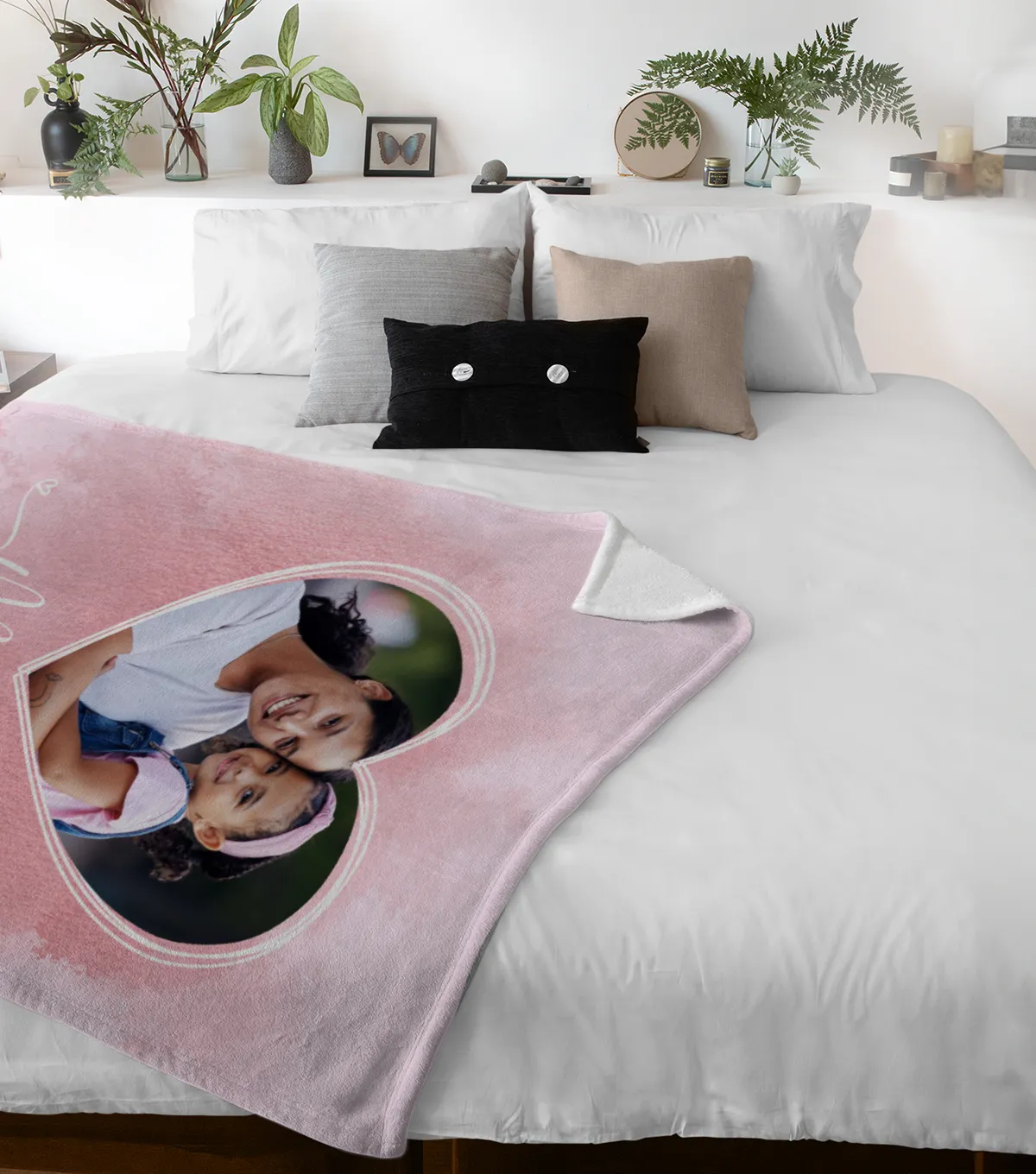 Kuscheldecke für Mamas 125 x 155 cm - mit Foto personalisierbar - Fotodecke selbst gestalten - Geschenkidee Muttertag, Geburtstag - Mama Herz