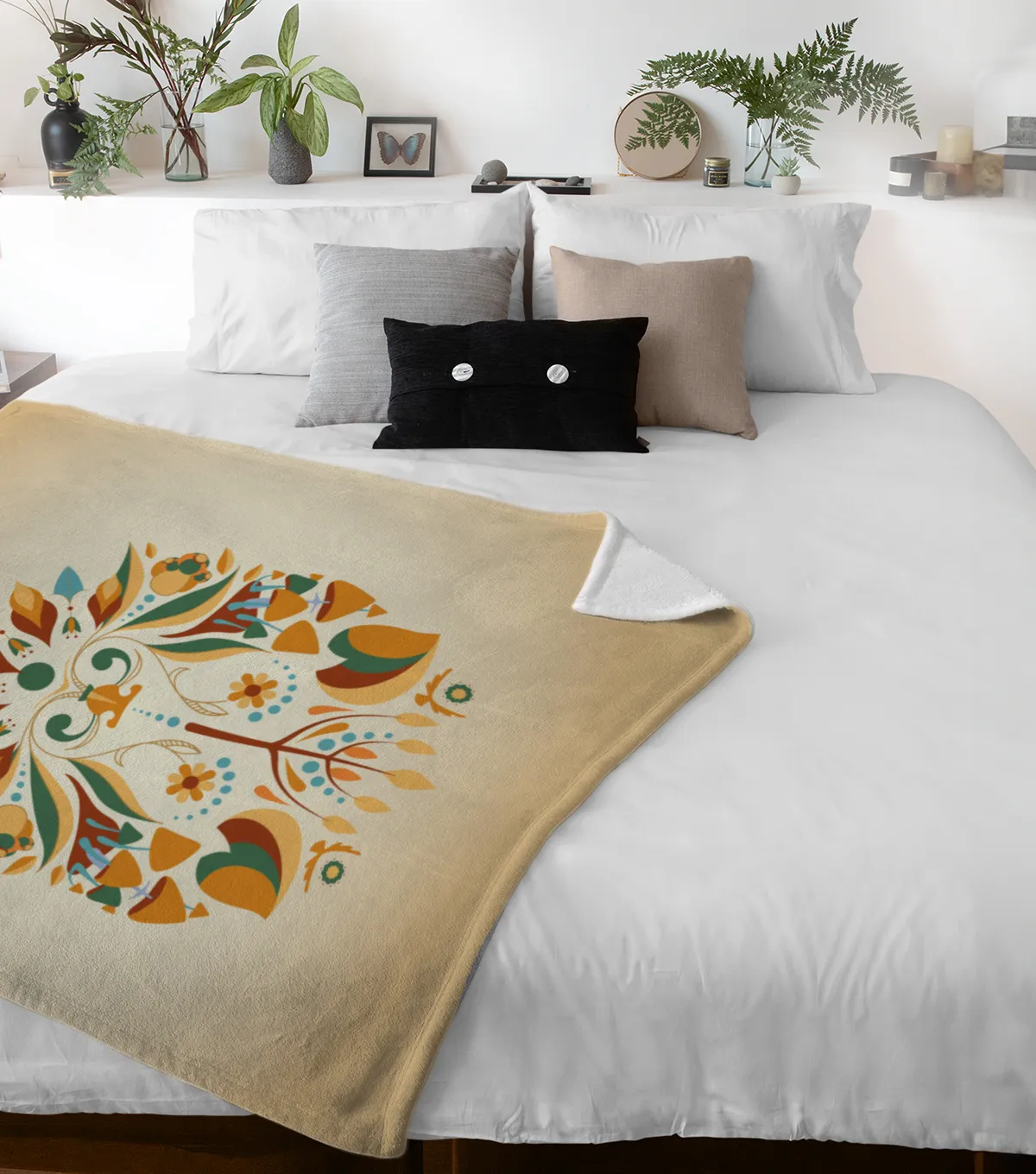 Sternzeichen Wohndecke Wassermann floral mit Namen personalisierbar