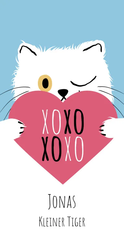 Duschtuch mit Namen personalisierbar - personalisiertes Namens-Duschtuch mit Wunschtext - XOXO Katze