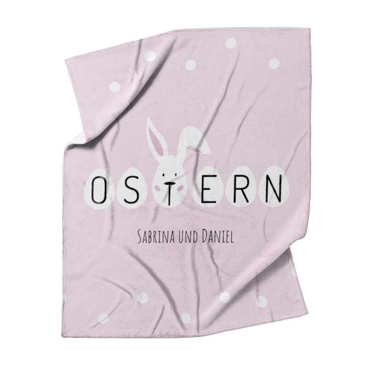 Kuscheldecke Ostern rosa - mit Namen personalisierbar - Geschenkidee Ostern, Osterdeko Ostern rosa 140 x 200 cm