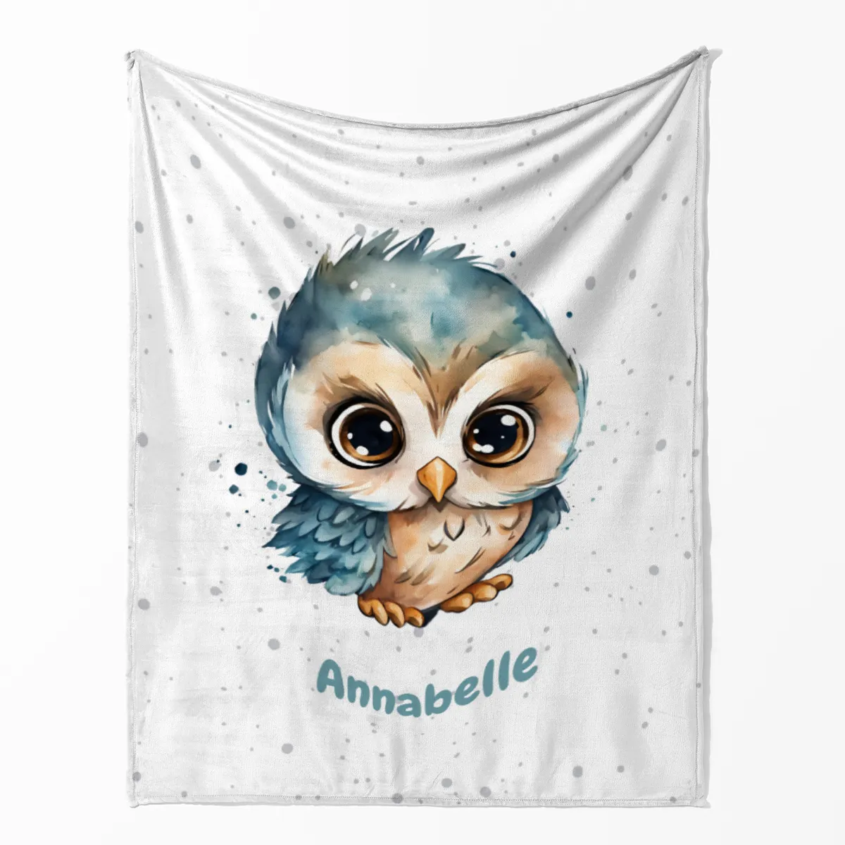 Personalisierte Kuscheldecke mit niedlicher Eule - Decke 75 x 100 cm mit Namen personalisierbar - Geschenkidee Baby - Geschenkidee Geburt Eule 75 x 100 cm