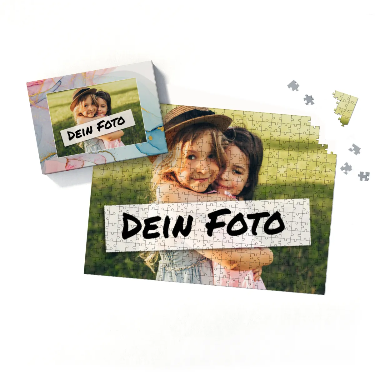 Fotopuzzle mit eigenem Bild - Puzzle selbst gestalten 1000 Teile - Schachtel Farbverlauf - mit Foto personalisiert - Geschenk Valentin, Geburtstag