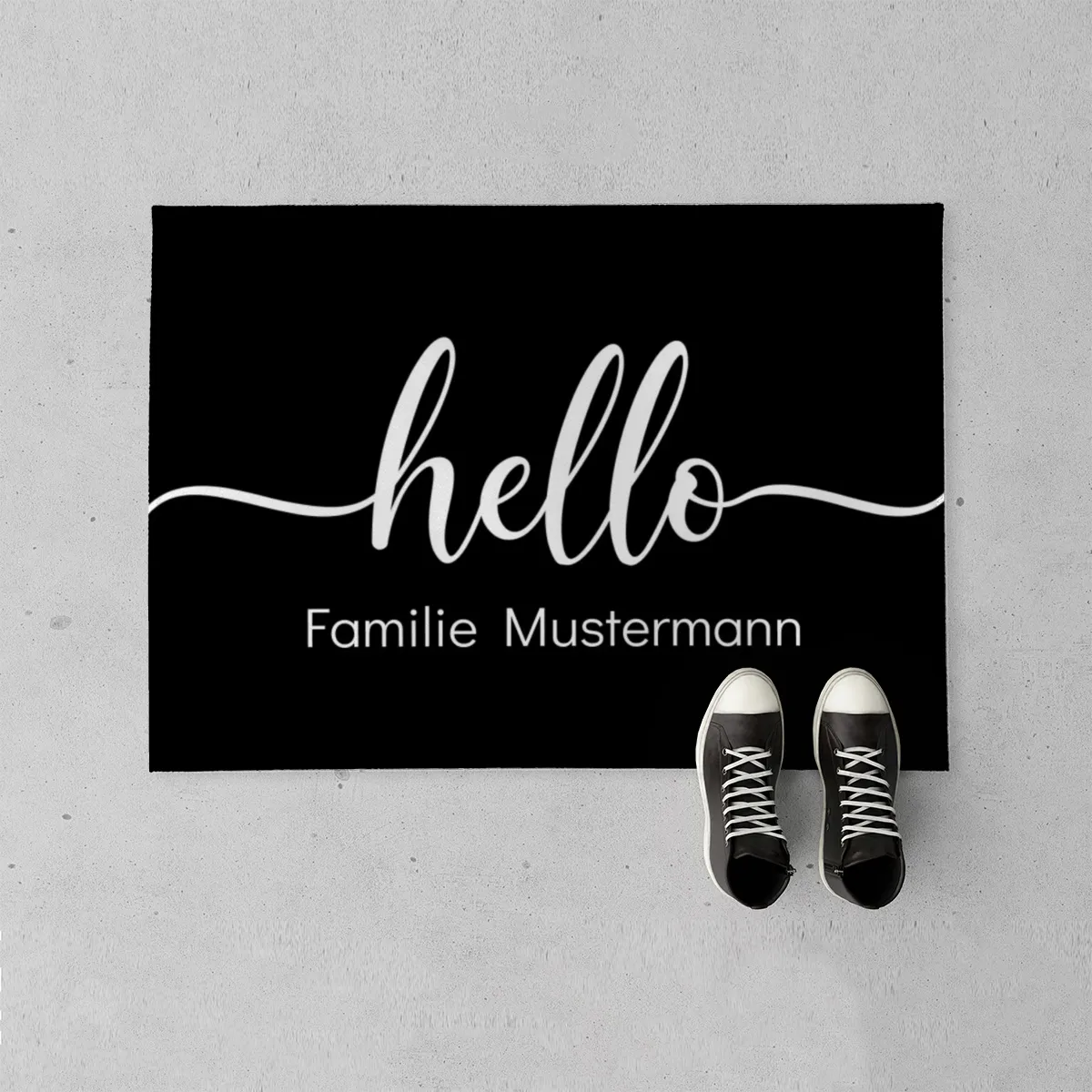 Fußmatte personalisiert - Geschenkidee für Familie, Paare, zum Einzug - Türvorleger mit Namen bedruckt - Motiv Hello grün 70 x 50 cm