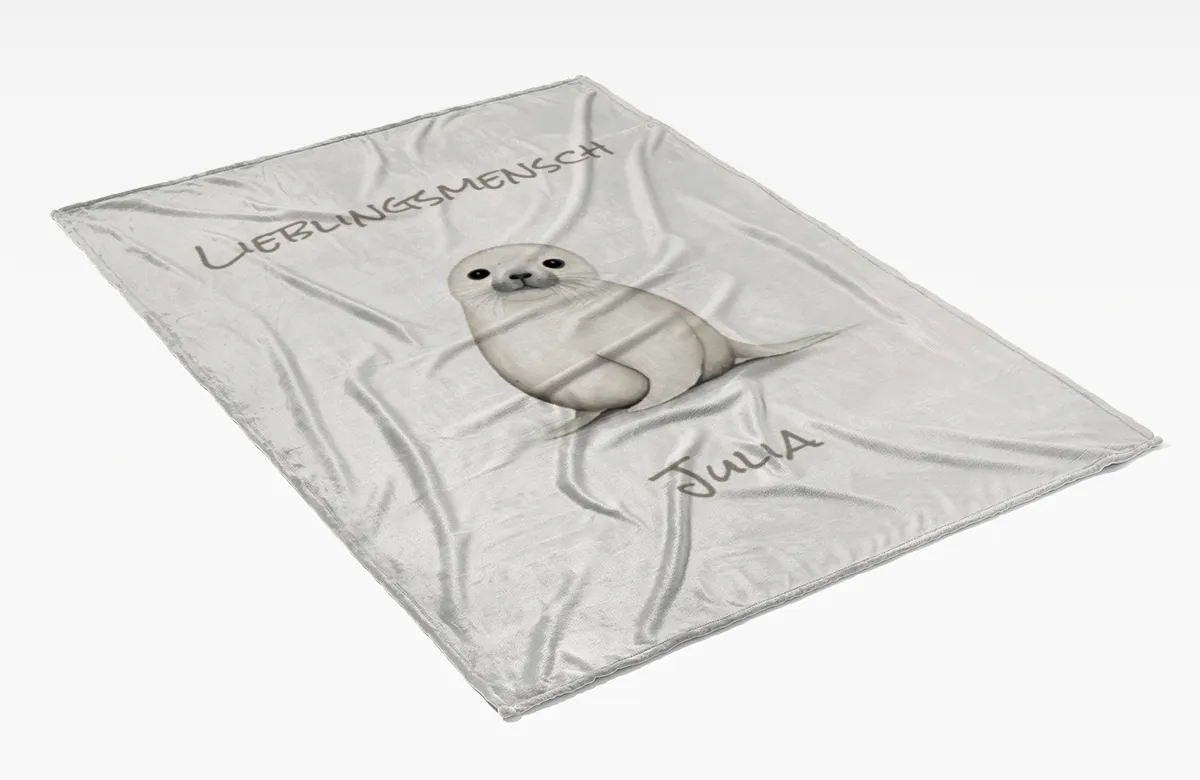 Kuscheldecke Kleine Robbe beige 140 x 200 cm