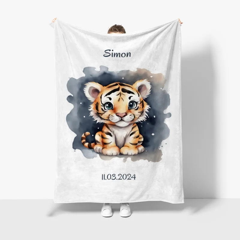 Babydecke Kleiner Tiger personalisierbar mit Namen und Text multi 75 x 100 cm