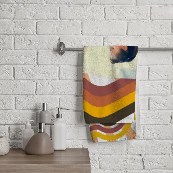 Strandtuch Good Vibes im Retro-Look - mit Foto personalisierbar - Foto-Badetuch für Urlaub, Bad, Strand - Good Vibes