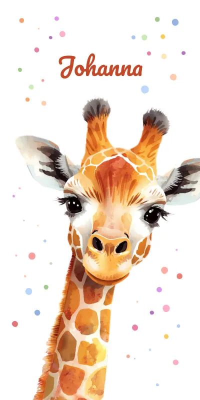 Badetuch mit Namen personalisierbar - personalisiertes Namens-Badetuch - Strandtuch mit Wunschtext - Giraffe