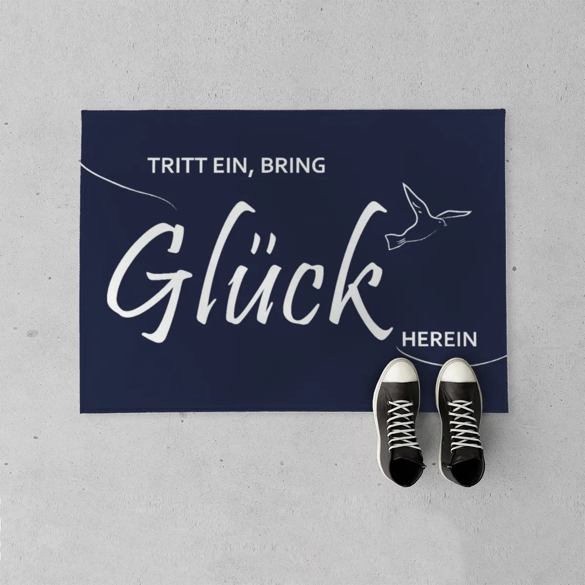 Spruch-Fußmatte Tritt ein, bring Glück herein - Schmutzfangmatte bedruckt Glück grün 70 x 50 cm