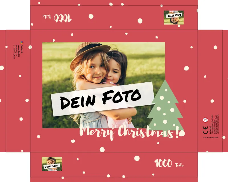 Fotopuzzle mit eigenem Bild - Fotopuzzle selbst gestalten 1000 Teile - Schachtel Merry Christmas - 1000 Teile Puzzle mit Foto - Geschenk Weihnachten MerryChristmas 1000 Teile Quer