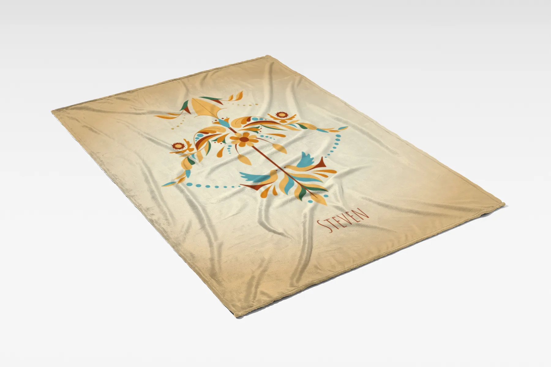 Sternzeichen Wohndecke Wassermann floral mit Namen personalisierbar