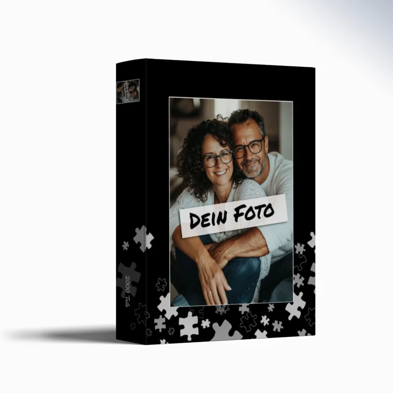 Fotopuzzle mit eigenem Bild - Puzzle selbst gestalten 1000 Teile Quer - Schachtel Puzzleteile schwarz - mit Foto personalisiert - Geschenk Geburtstag