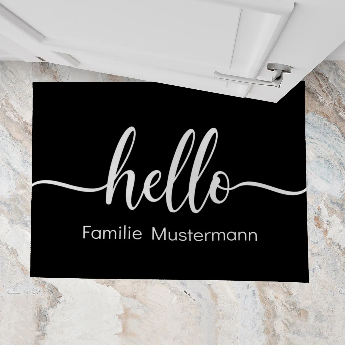 Fußmatte personalisiert - Geschenkidee für Familie, Paare, zum Einzug - Türvorleger mit Namen bedruckt - Motiv Hello grün 70 x 50 cm