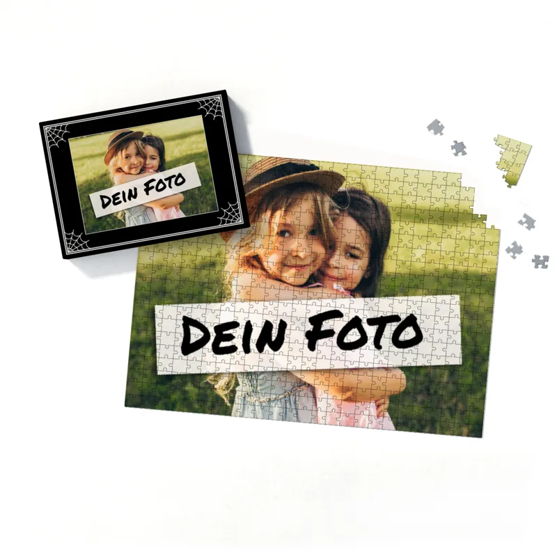 Fotopuzzle 500 Teile personalisiert im Spinnendesign - Schachtel Halloween