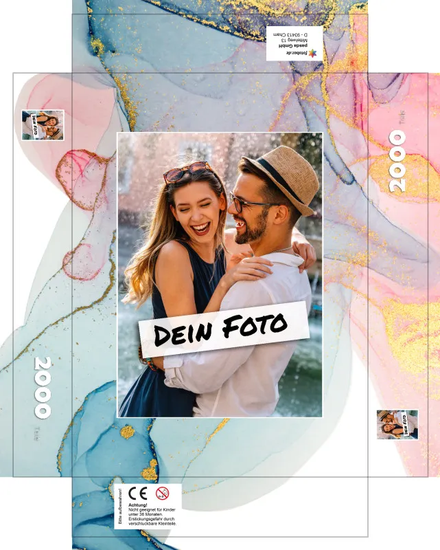 Fotopuzzle mit eigenem Bild - Puzzle selbst gestalten 1000 Teile - Schachtel Farbverlauf - mit Foto personalisiert - Geschenk Valentin, Geburtstag