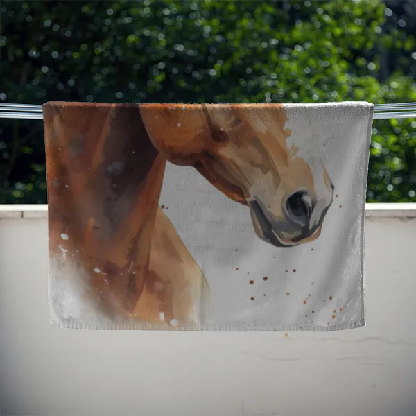 Duschtuch mit Namen personalisierbar - personalisiertes Namens-Duschtuch mit Wunschtext - Pferd