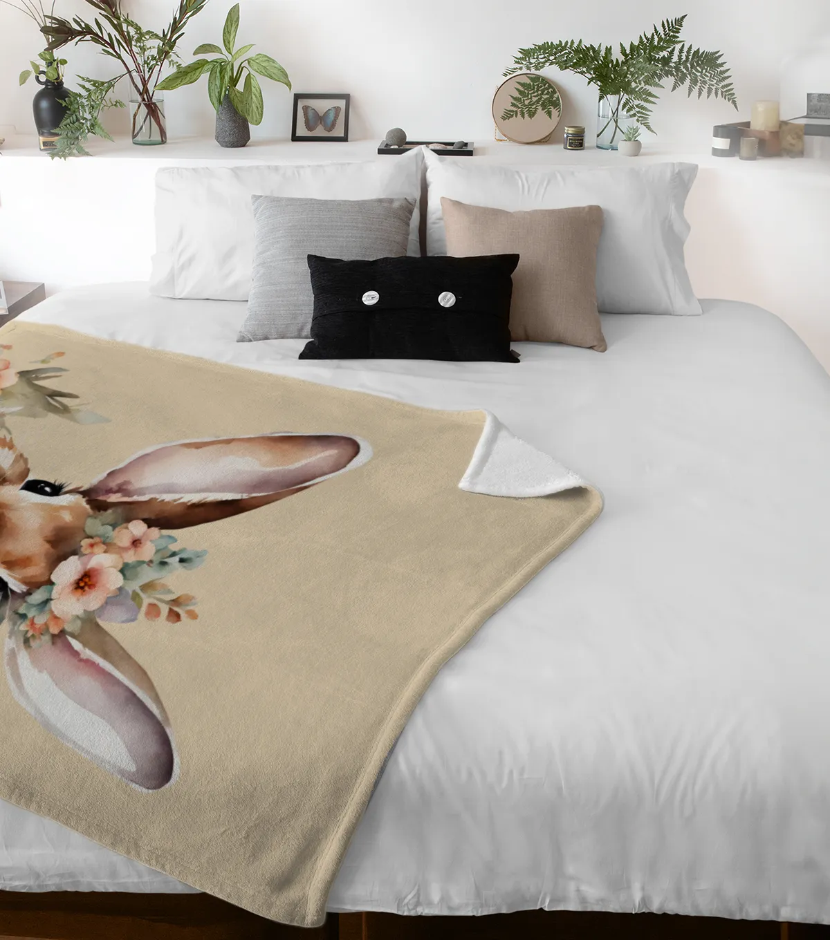 Wohndecke Hase mit Blümchen