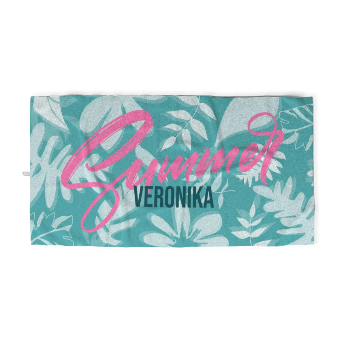 Badetuch Summer mit tropischen Blättern - mit Namen personalisierbar - personalisiertes Namensbadetuch - Strandtuch Sommer mit Namen - Summerleaves