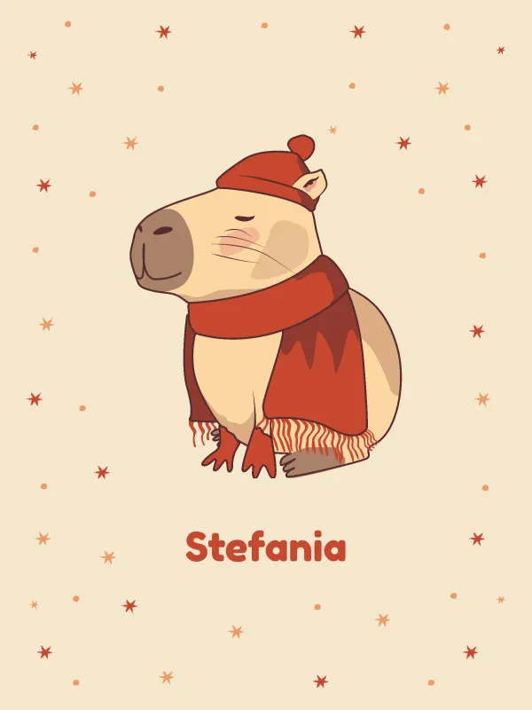 Wohndecke mit Namen personalisierbar, Kuscheldecke, niedliche Namensdecke mit Capybara, Geschenkidee Geburtstag Motiv Capy Wintermütze 140 x 200 cm