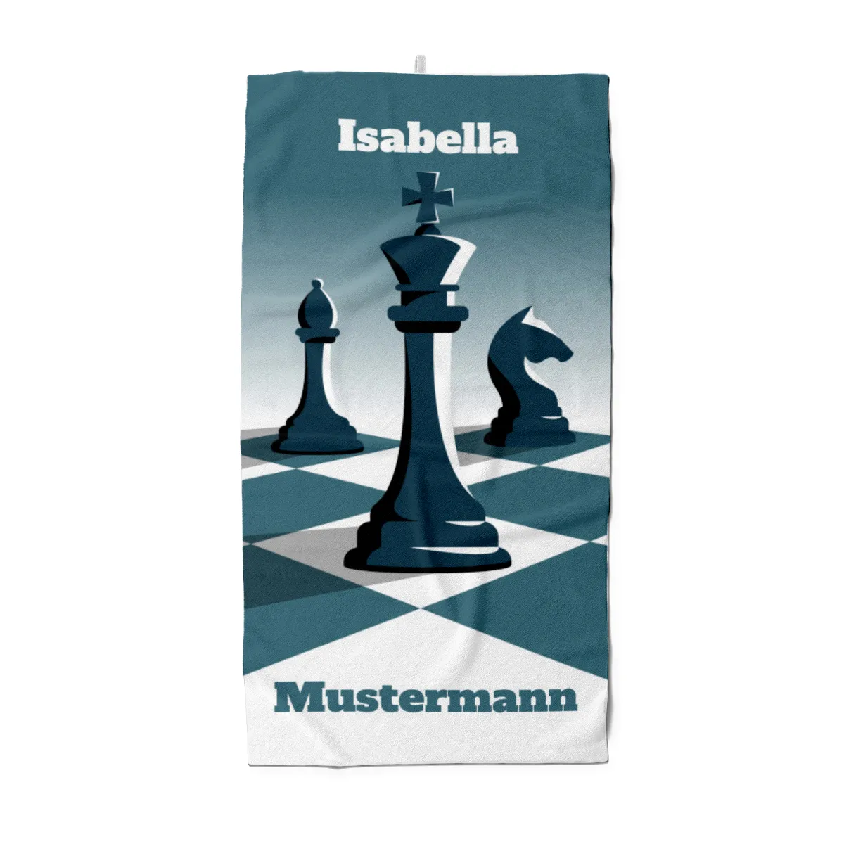 Badetuch Schach - mit Namen personalisierbar - personalisiertes Namens-Badetuch - Strandtuch mit Wunschtext - Schachfiguren König