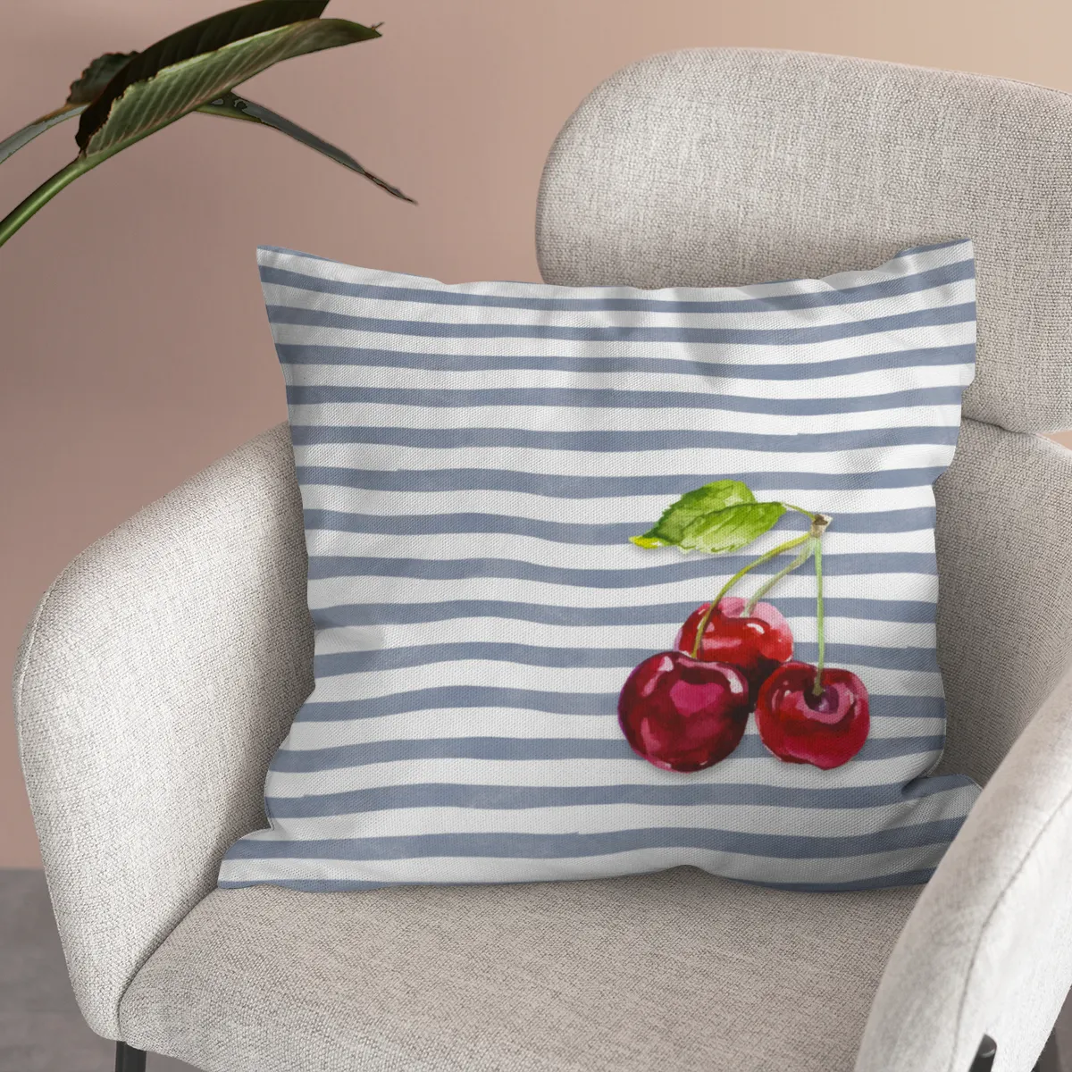 Samtkissenbezug Cherry Stripes