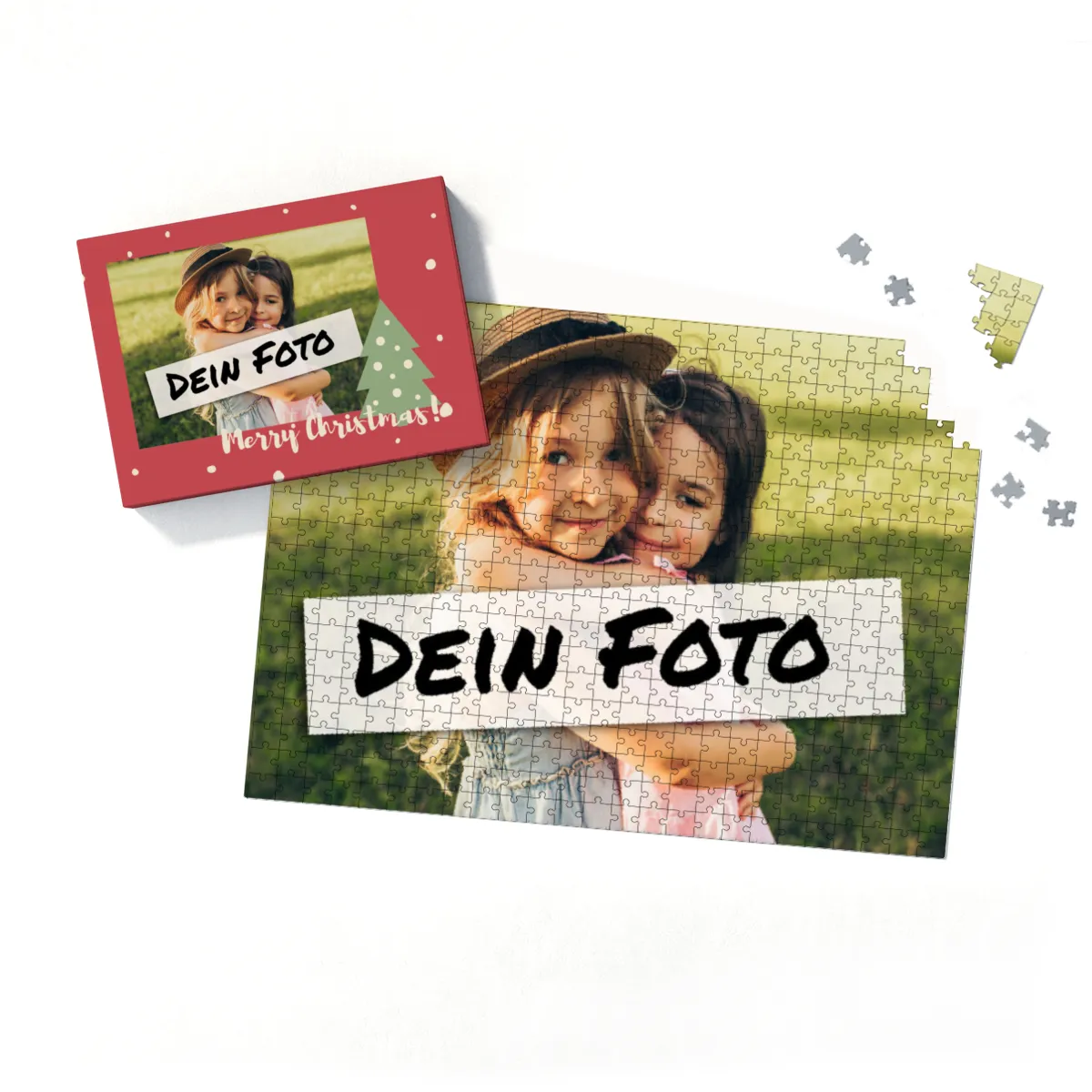 Fotopuzzle mit eigenem Bild - Fotopuzzle selbst gestalten 1000 Teile - Schachtel Merry Christmas - 1000 Teile Puzzle mit Foto - Geschenk Weihnachten MerryChristmas 1000 Teile Quer