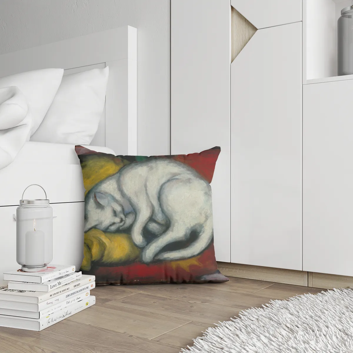 Samtkissenbezug Die weiße Katze Marc