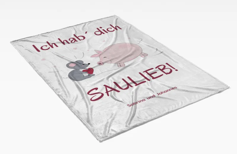 Kuscheldecke Hab Dich saulieb - mit Namen personalisierbar - Geschenkidee für Verliebte Hab dich saulieb 140 x 200 cm