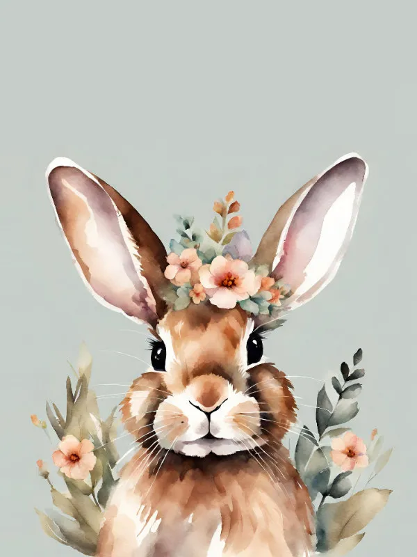Wohndecke Hase mit Blümchen