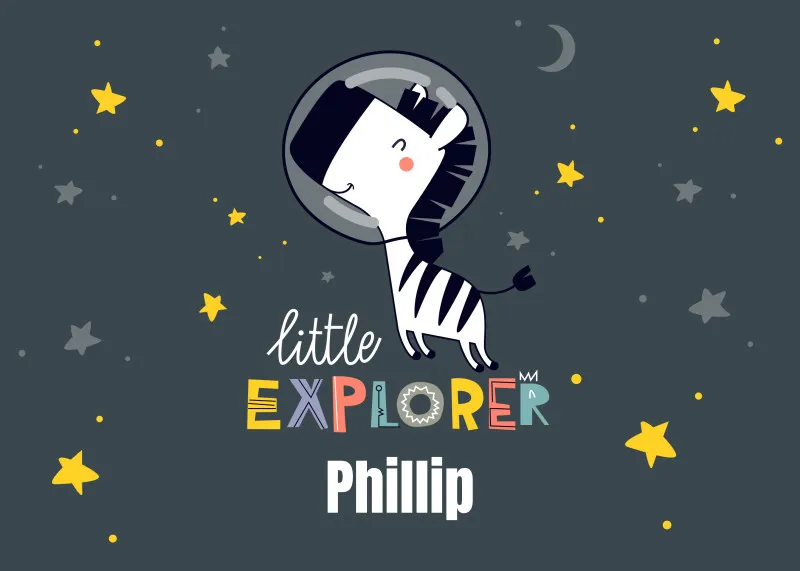 Fußmatte Zebra Little Explorer mit Namen personalisiert - Kinderzimmer