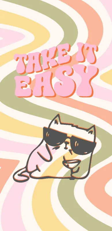 Strandtuch Take it easy like a cat