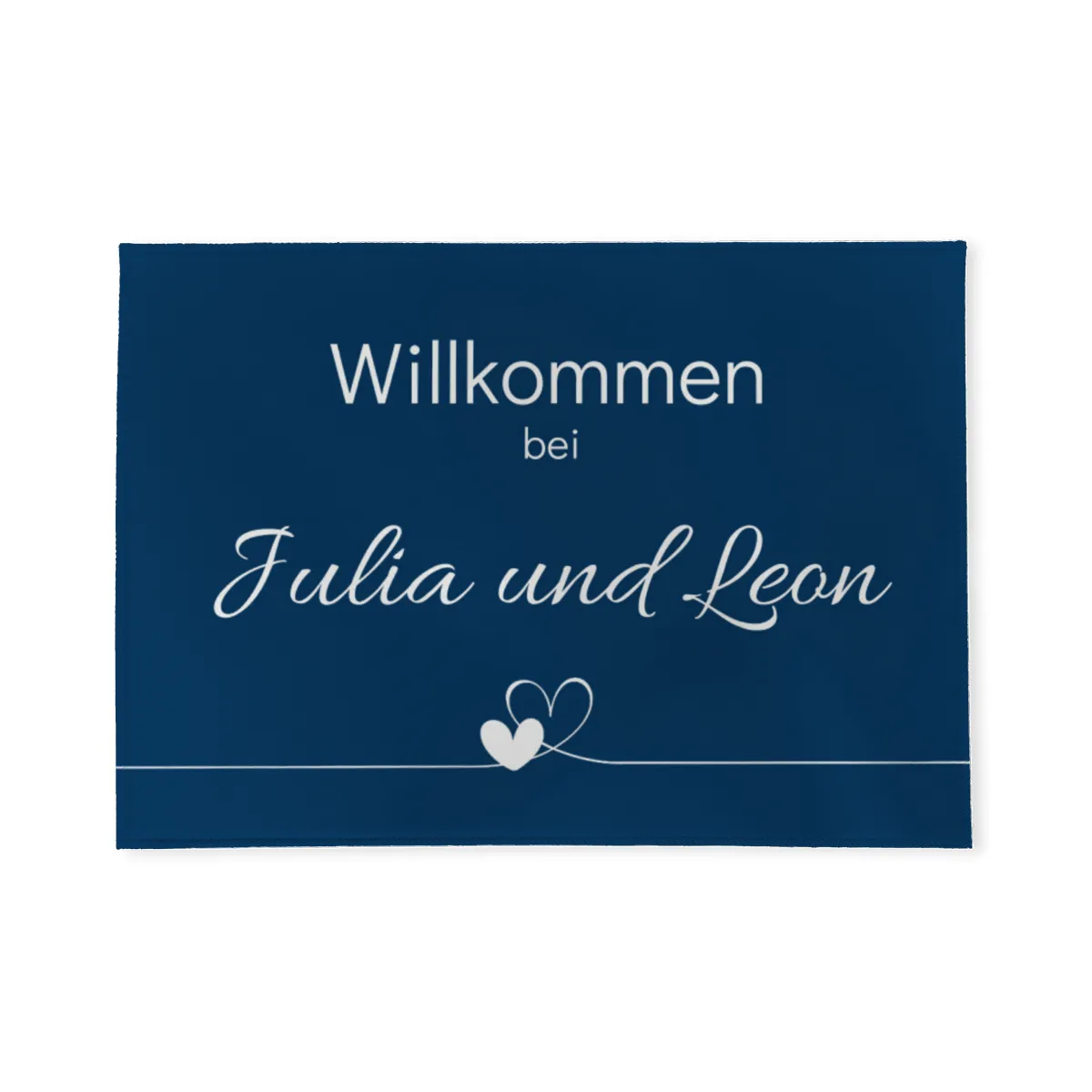 Personalisierte Fußmatte Willkommen Herzen - mit Name personalisierbar - Geschenk zum Einzug - Fußmatte Willkommen Herzen schwarz 70 x 50 cm