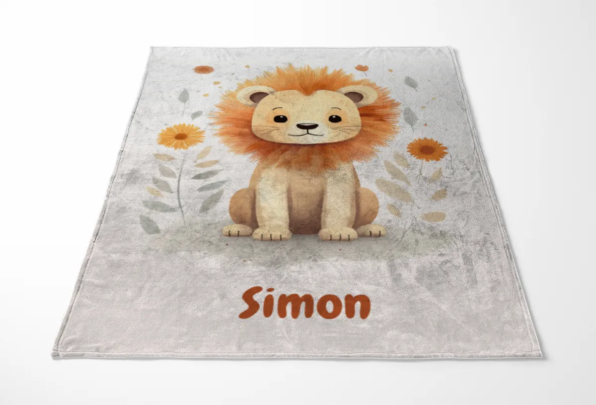 Babydecke - Namensdecke Kleiner Löwe personalisierbar multi 75 x 100 cm